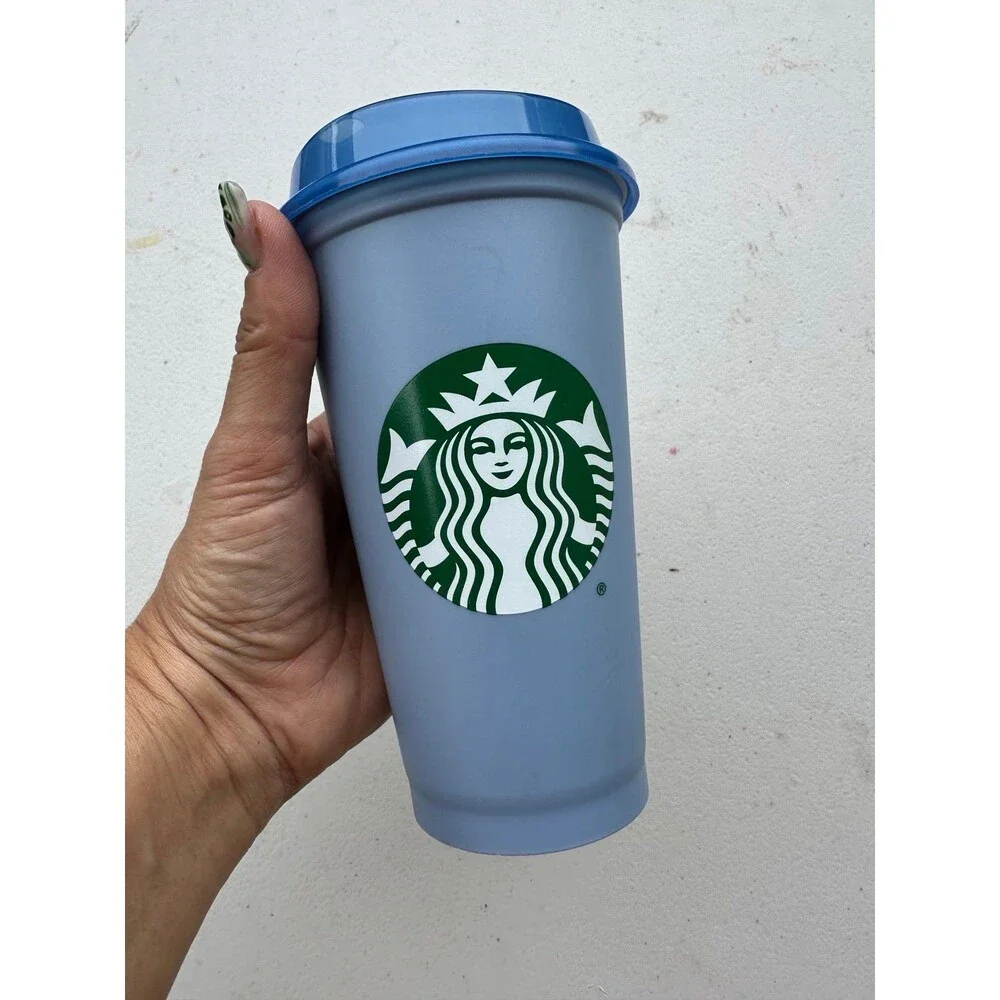 NWOT Starbucks 16oz Matte Blue Reusable Tumbler Plastic Cold Cup Lid BPA Free